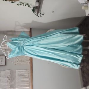 azazie light teal prom dress, size XS (got tailored to my height, 5'5)